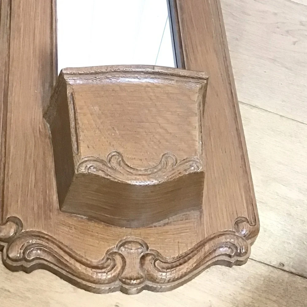 Vintage Homco Syroco Faux Wood Rattan Wall Mirrors Set Pocket Planter Shelf 1981